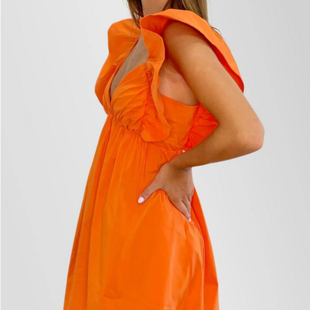 Olivaceous Orange Flutter Sleeve Dress - Size S NWT - Picture 3 of 8